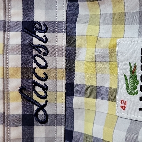 Lacoste Men’s Short Sleeve Button Up Size 42 Slim Fit - Picture 5 of 9